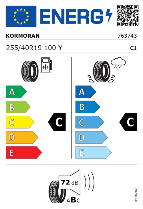 Tyre Label for Kormoran Ultra High Performance 255/40R19 100Y