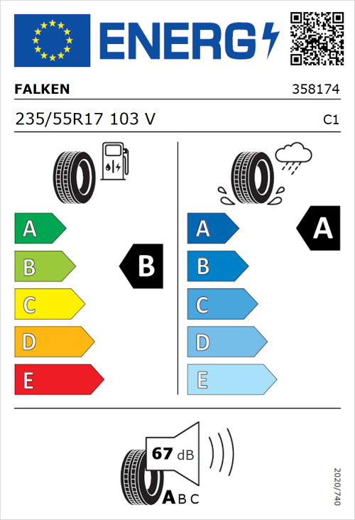 Tyre Label for Falken Ziex ZE320 235/55R17 103V